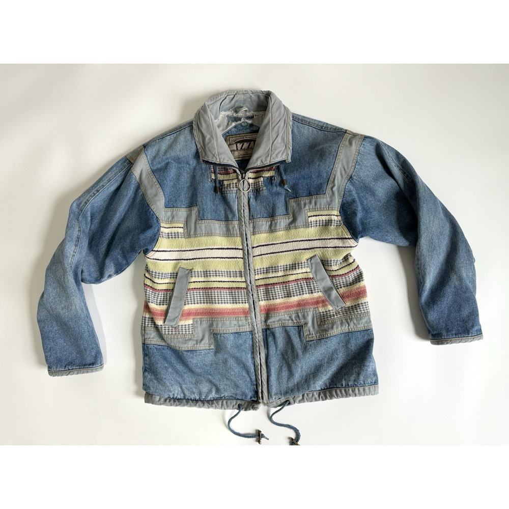 Vintage‎ IZZI Womens Western Oversized Ranch Jean Jacket Unsized 1990s Zip Up